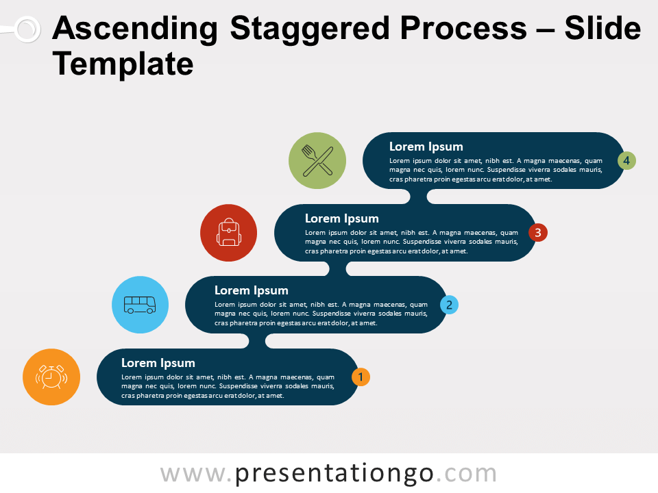 Proceso Escalonado Ascendente y Descendente Gráfico Gratis Para PowerPoint Y Google Slides