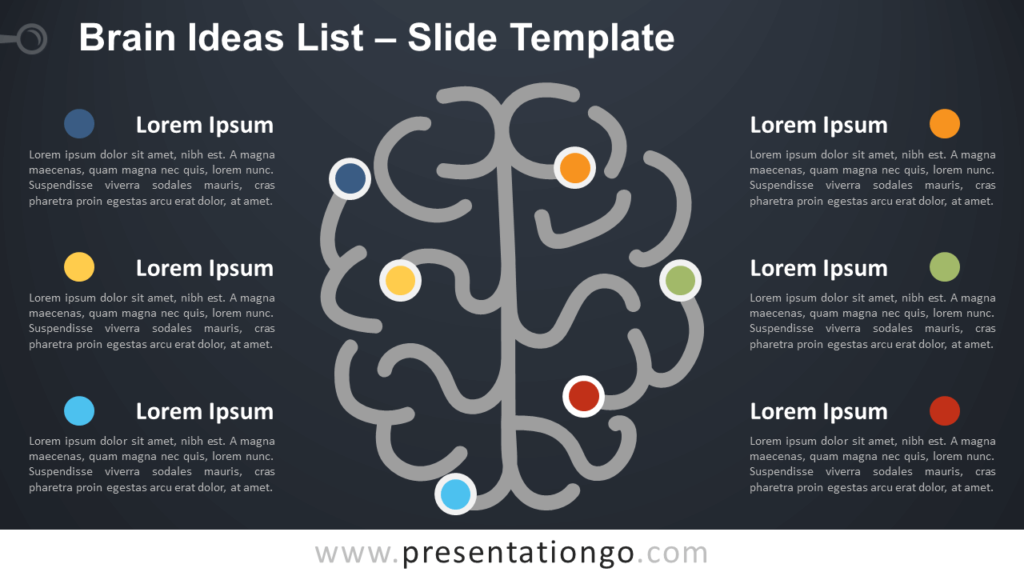 Free Brain Ideas List Diagram for PowerPoint and Google Slides