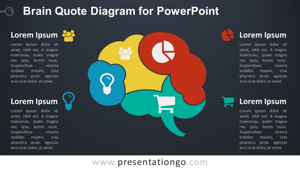 Brain Quote Diagram for PowerPoint - Dark Background