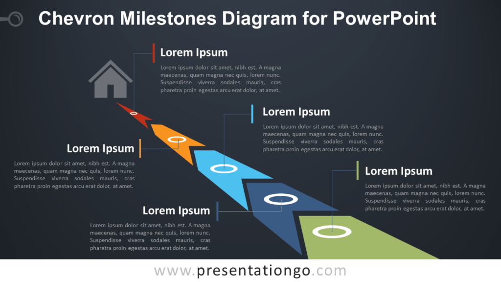 Free Chevron Milestones PowerPoint Diagram - Dark Background