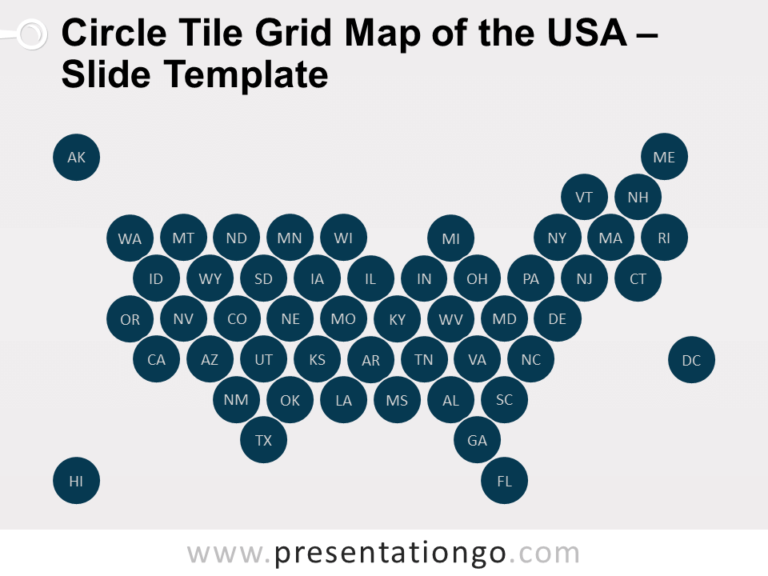 Free Circle Tile Grid Map of the USA for PowerPoint