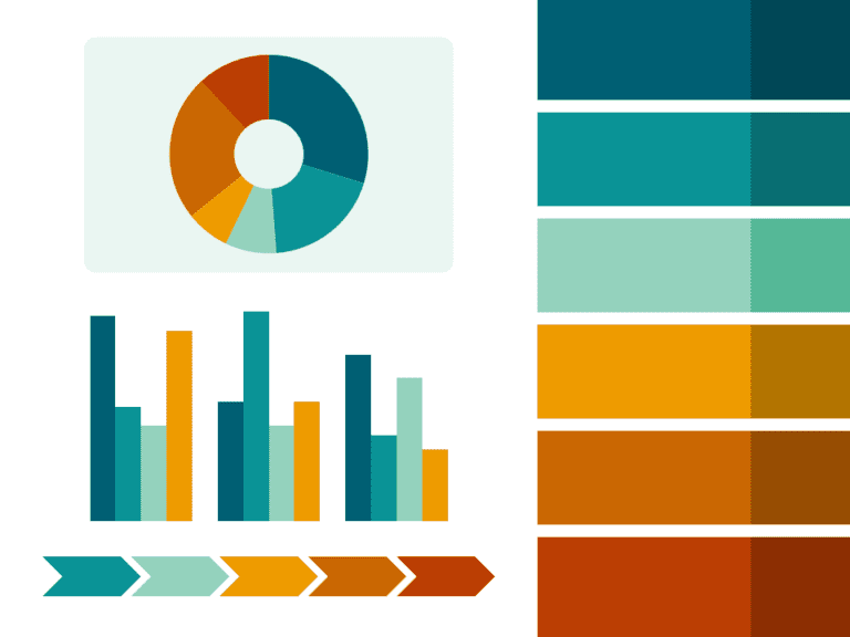 Free Coastal Breeze color palette for PowerPoint (XML). Preview of the main 6 colors, with examples