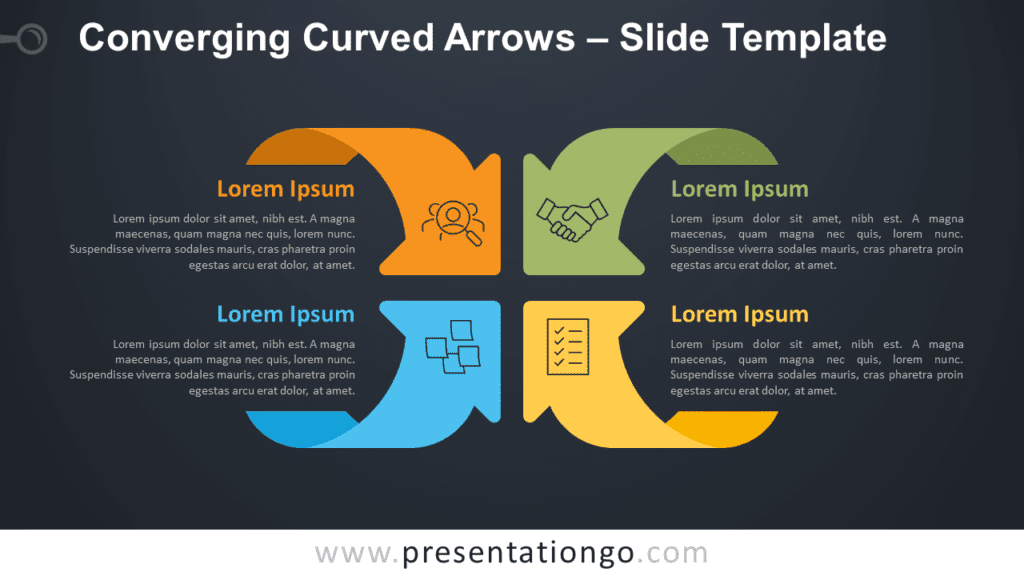 Converging Curved Arrows Matrix for PowerPoint and Google Slides