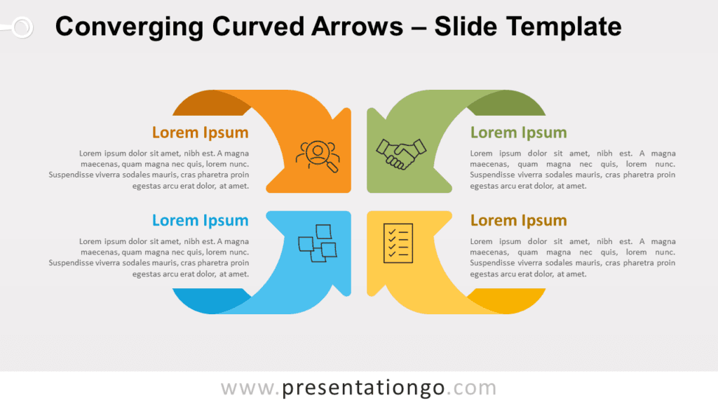 Converging Curved Arrows for PowerPoint and Google Slides
