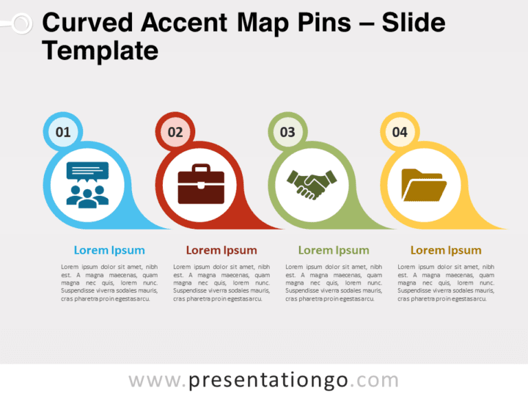 Free Curved Accent Map Pins for PowerPoint