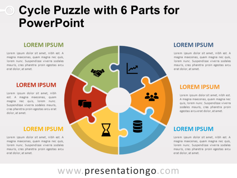 Free Cycle Puzzle with 6 Parts for PowerPoint