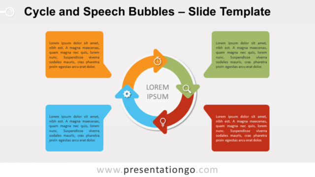 Ciclo y Burbujas de Diálogo Diagrama Gratis Para PowerPoint Y Google Slides