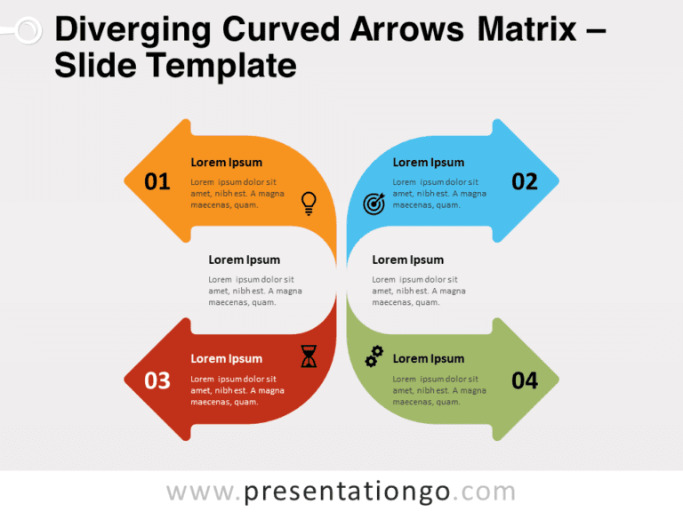 Free Diverging Curved Arrows Matrix for PowerPoint