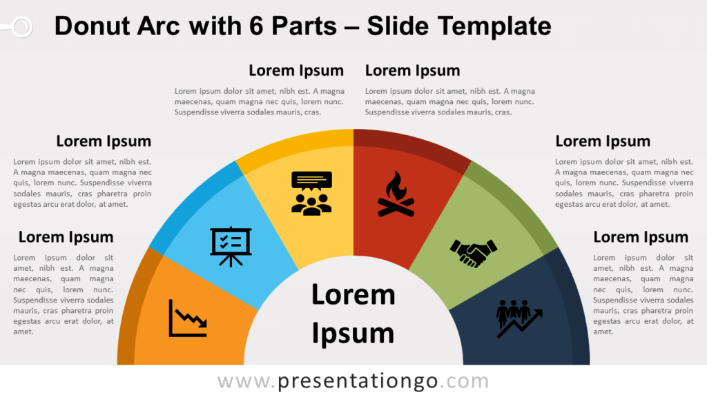 Free Donut Arc with 6 Parts for PowerPoint and Google Slides