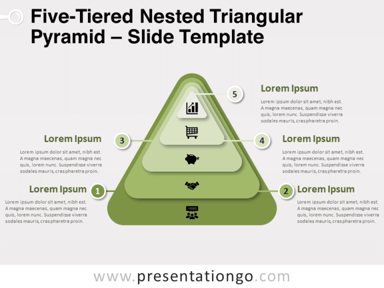Free Five-Tiered Nested Triangular Pyramid for PowerPoint