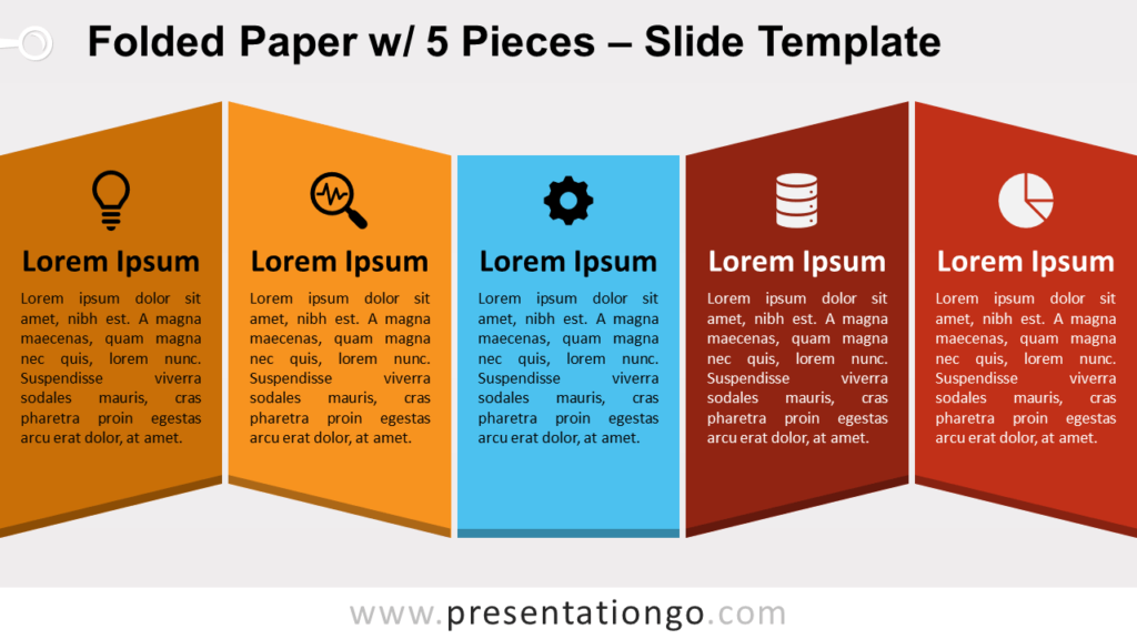 Free Folded Paper with 5 Pieces for PowerPoint and Google Slides