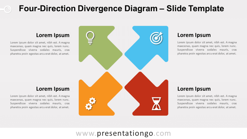 Free Four Direction Divergence Diagram for PowerPoint and Google Slides