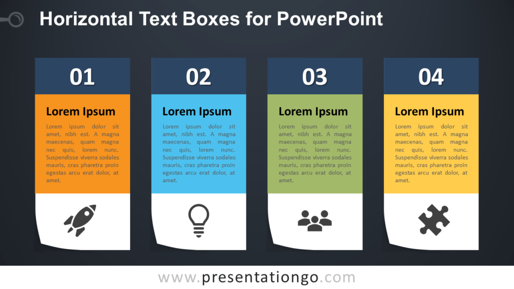 Four Horizontal Text Boxes for PowerPoint - Dark Background