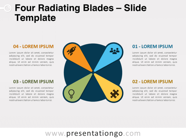 Cuatro Aspas Radiantes Diagrama Gratis Para PowerPoint Y Google Slides