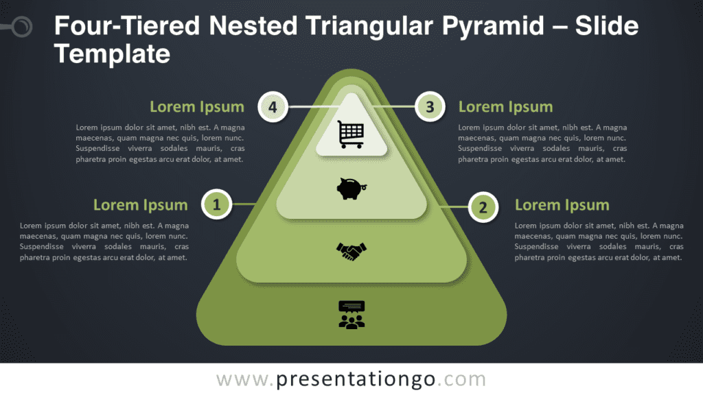 Free Four-Tiered Nested Triangular Pyramid Graphics for PowerPoint and Google Slides