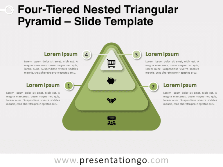 Pirámide Triangular Anidada de Cuatro Niveles - Diagrama Gratis Para PowerPoint Y Google Slides