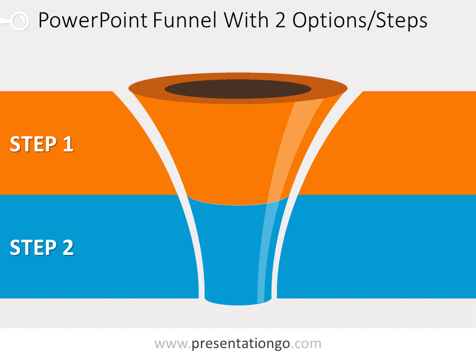 Free editable curved PowerPoint funnel diagram with 2 levels