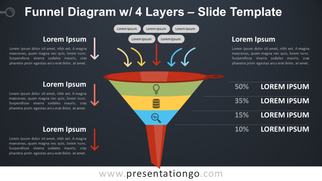 Free Funnel Diagram with 4 Layers - PowerPoint and Google Slides Template