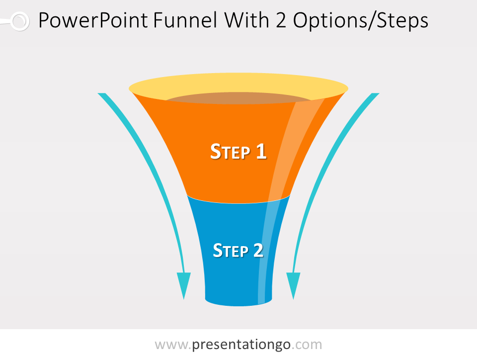 Free editable funnel diagram for PowerPoint with 2 steps