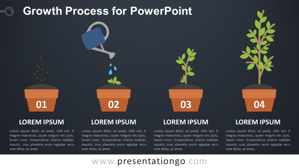 Free Growth Process Metaphor for PowerPoint - Dark Background