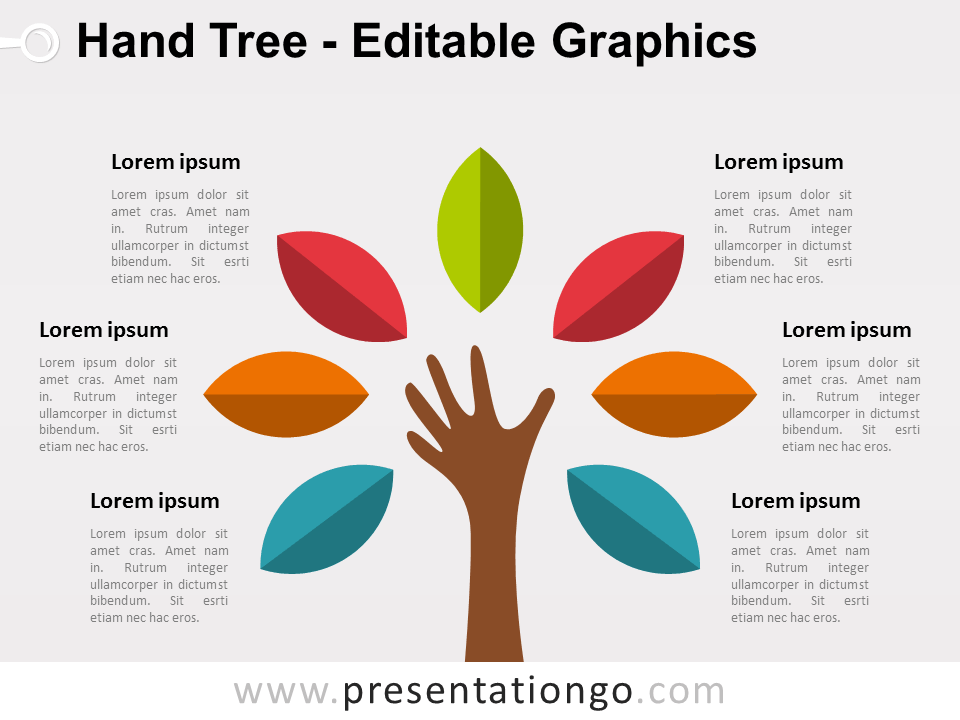 Free Hand Tree PowerPoint Diagram - Colored leafs