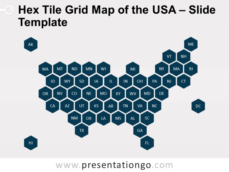 Free Hex Tile Grid Map of the USA for PowerPoint