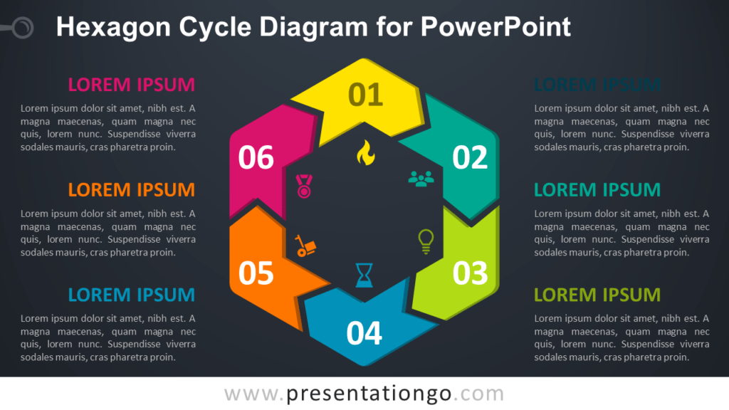 Free Hexagon Cycle for PowerPoint - Dark Background