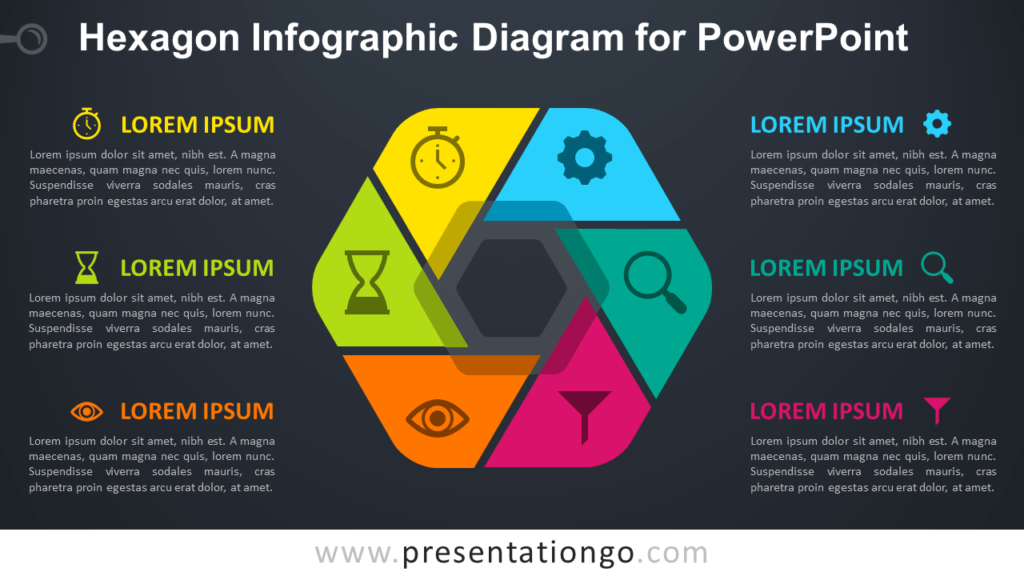 Free Hexagon Infographic PowerPoint - Dark Background