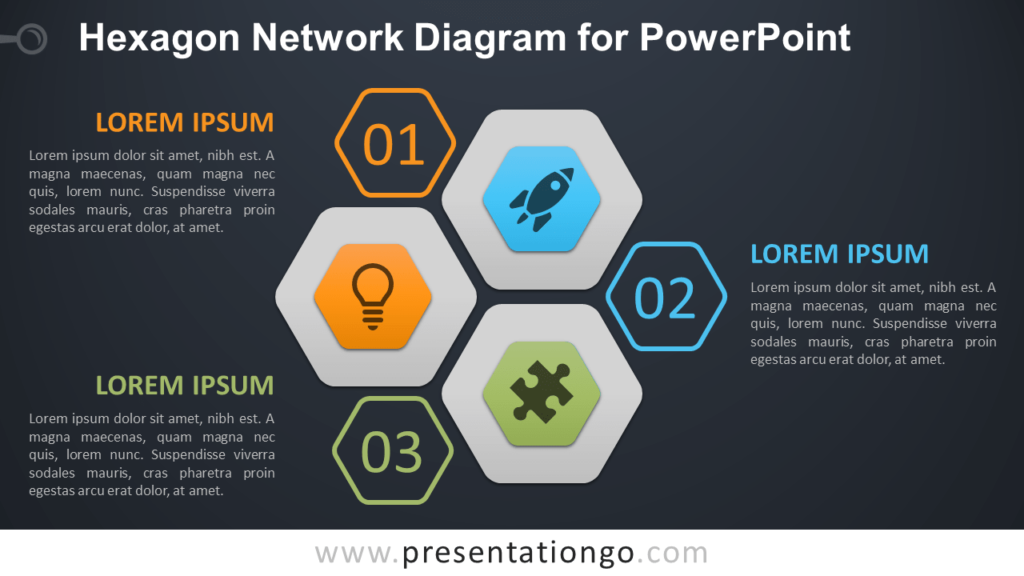 Free Hexagon Network for PowerPoint - Dark Background