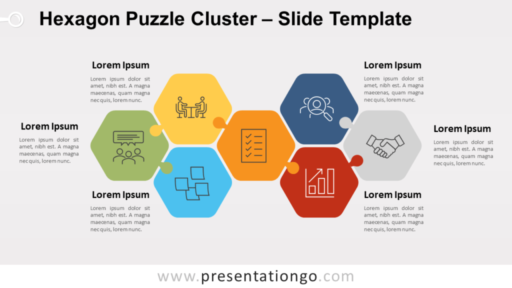 Free Hexagon Puzzle Cluster for PowerPoint Google Slides