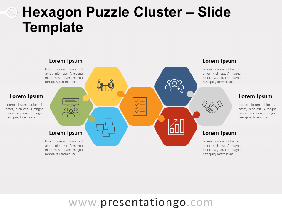Free Hexagon Puzzle Cluster for PowerPoint