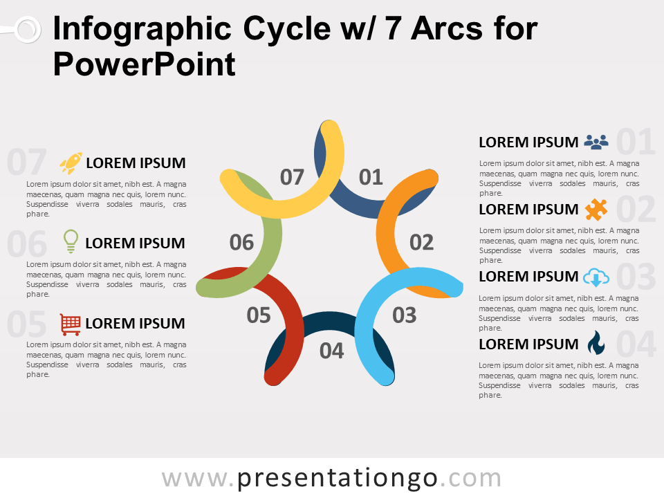 Free Infographic Cycle with 7 Arcs for PowerPoint