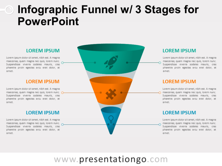 Free Infographic Funnel with 3 Stages for PowerPoint