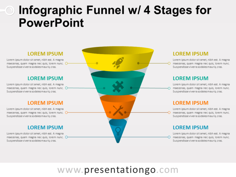 Free Infographic Funnel with 4 Stages for PowerPoint