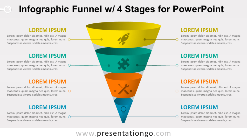 Infographic Funnel with 4 Stages - Free PowerPoint Diagram