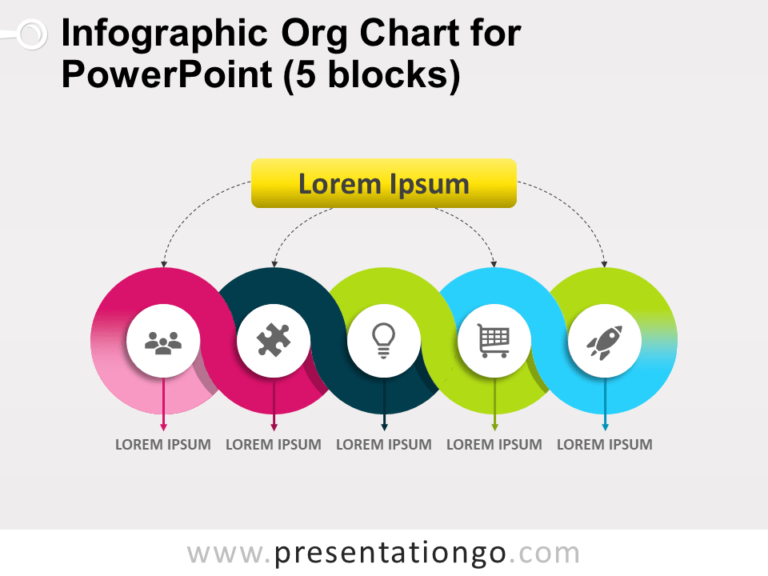 Free Infographic Org Chart for PowerPoint with 5 Blocks
