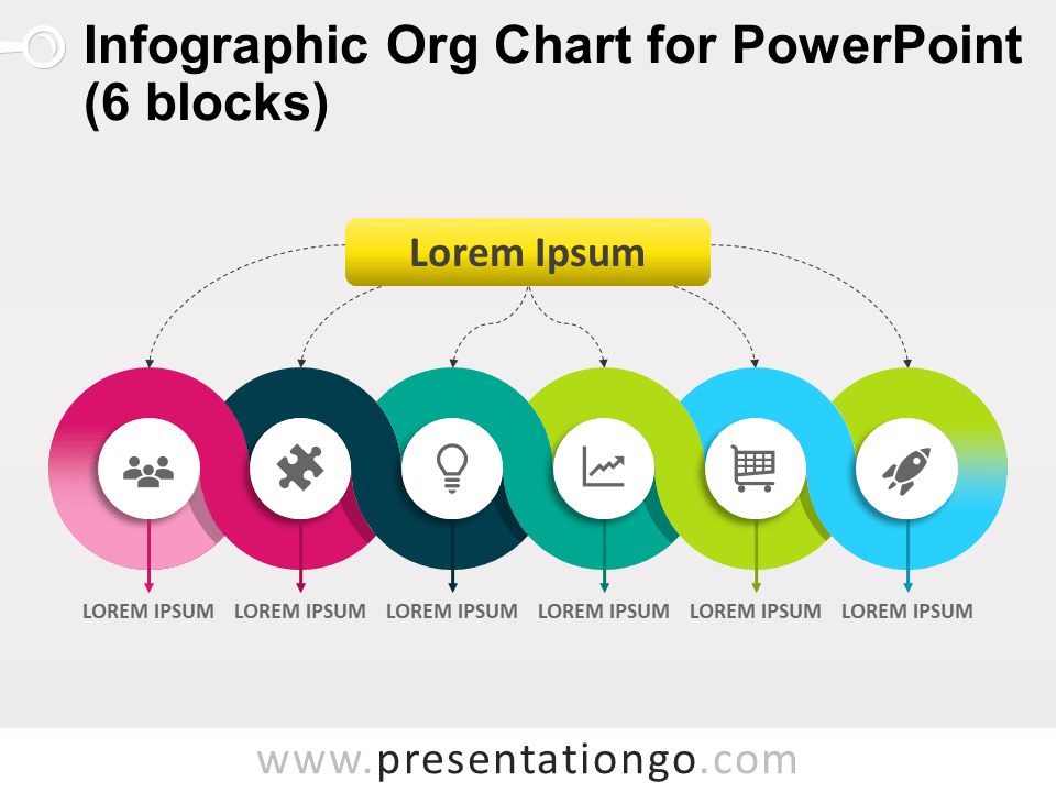 Free Infographic Org Chart for PowerPoint with 6 Blocks