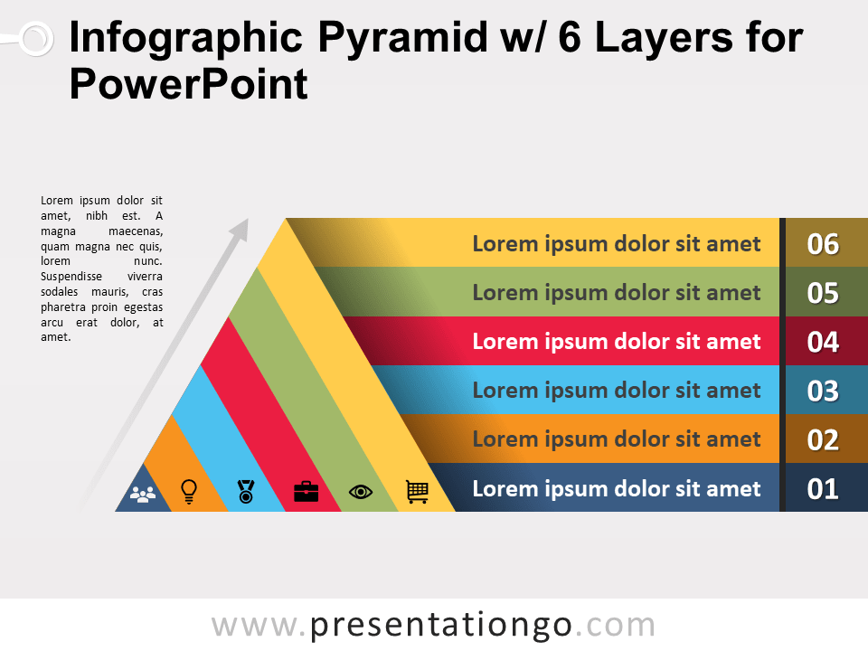 Free Infographic Pyramid with 6 Layers for PowerPoint