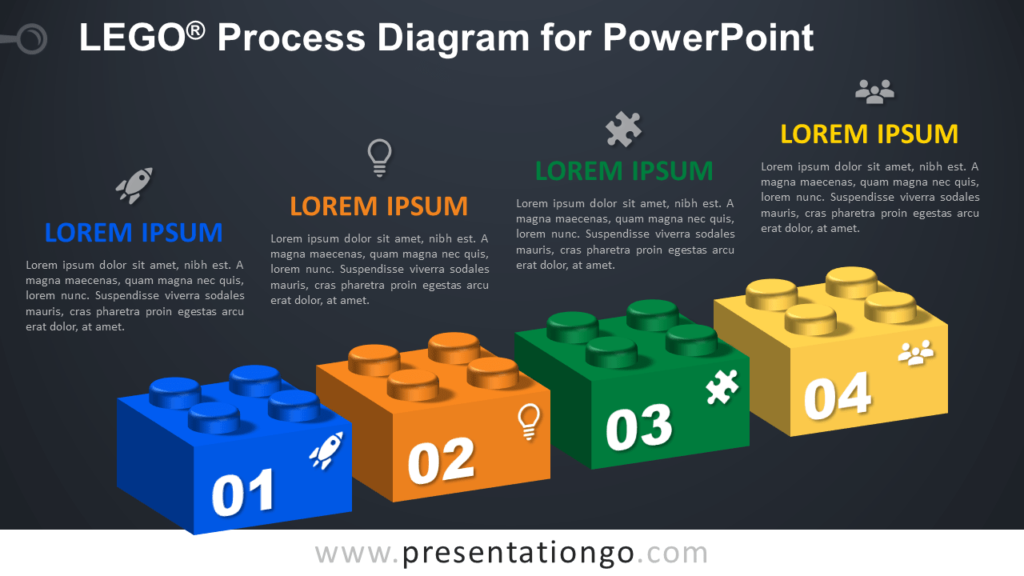 Lego Process for PowerPoint - Dark Background