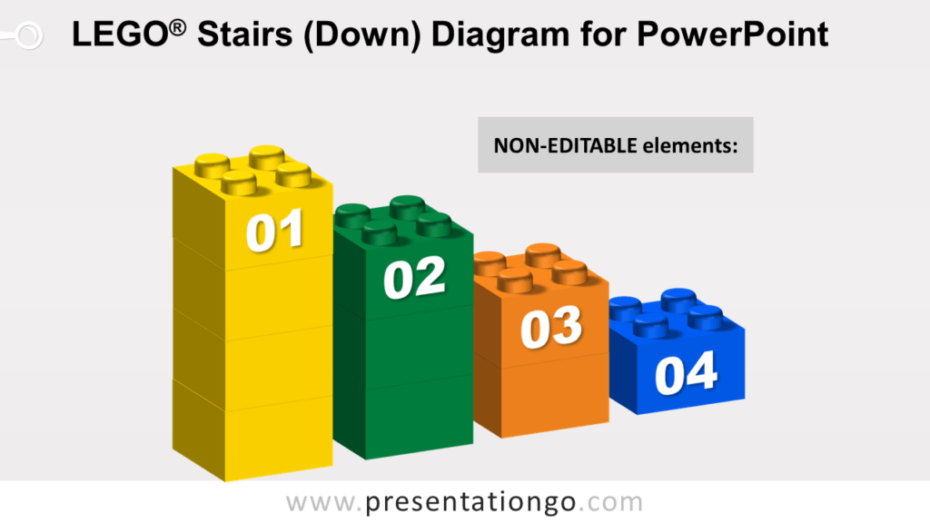 Lego Stairs Down for PowerPoint - Not Editable Elements