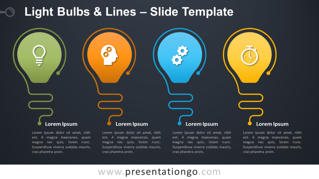 Free Light Bulbs Lines Infographic for PowerPoint and Google Slides