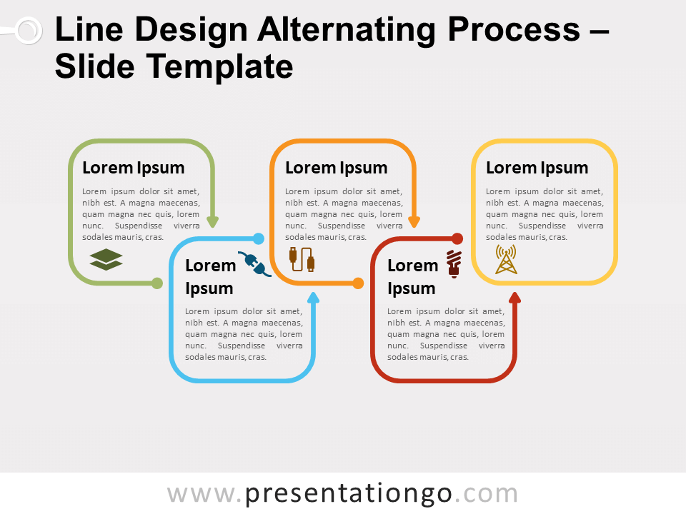 Free Line Design Alternating Process for PowerPoint