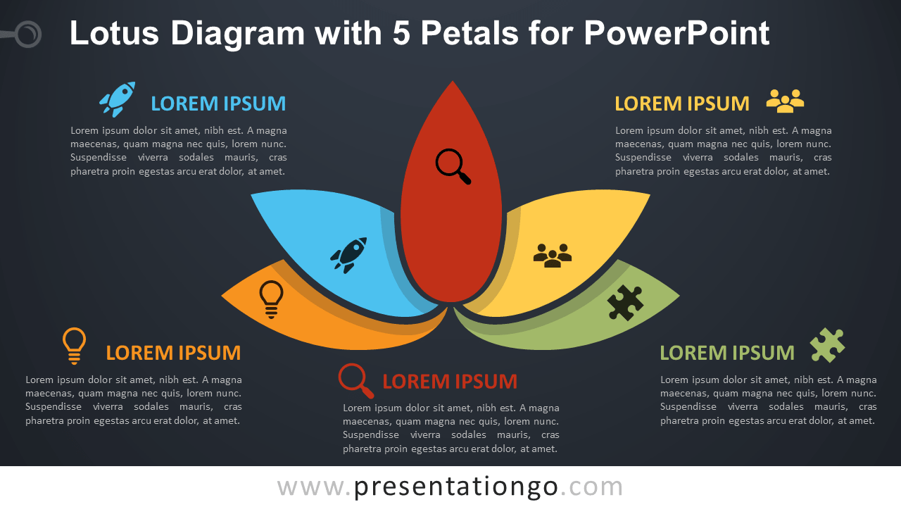 Free Lotus with 5 Petals for PowerPoint - Dark Background