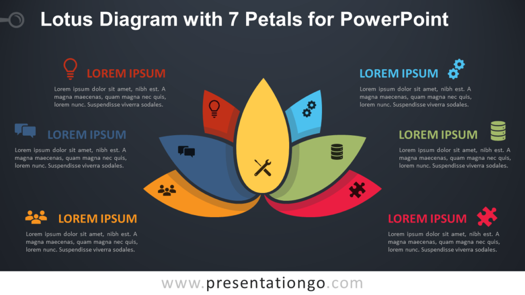 Free Lotus with 7 Petals for PowerPoint - Dark Background