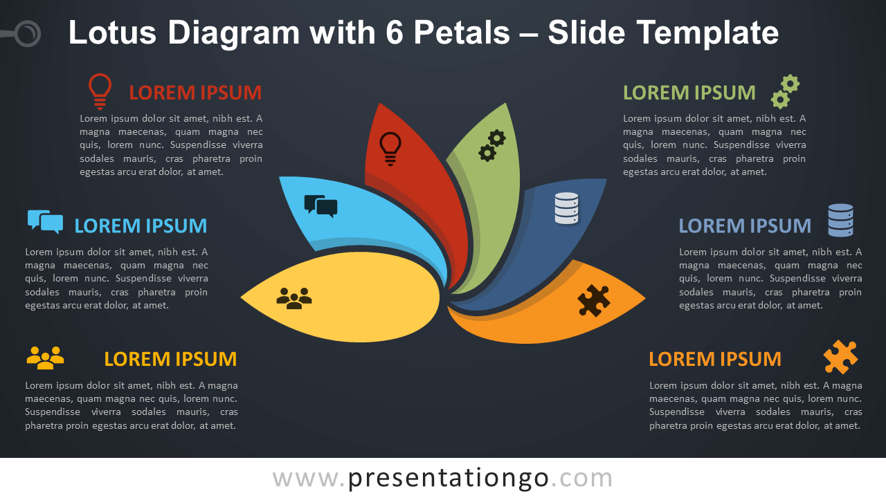 Free Lotus Diagram with 6 Petals Infographic for PowerPoint and Google Slides