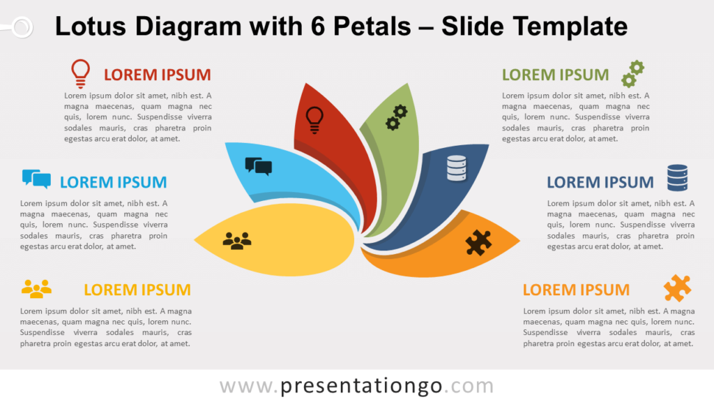 Free Lotus Diagram with 6 Petals for PowerPoint and Google Slides