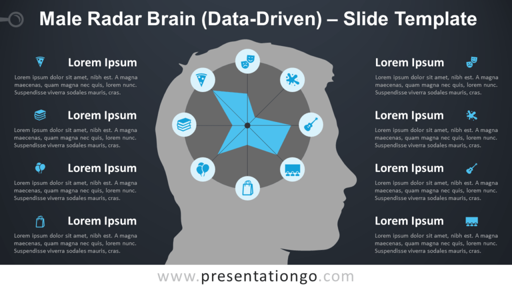 Free Male Radar Brain Diagram for PowerPoint and Google Slides