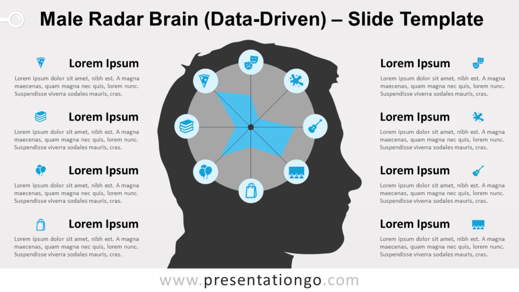 Free Male Radar Brain Infographics Diagram for PowerPoint and Google Slides