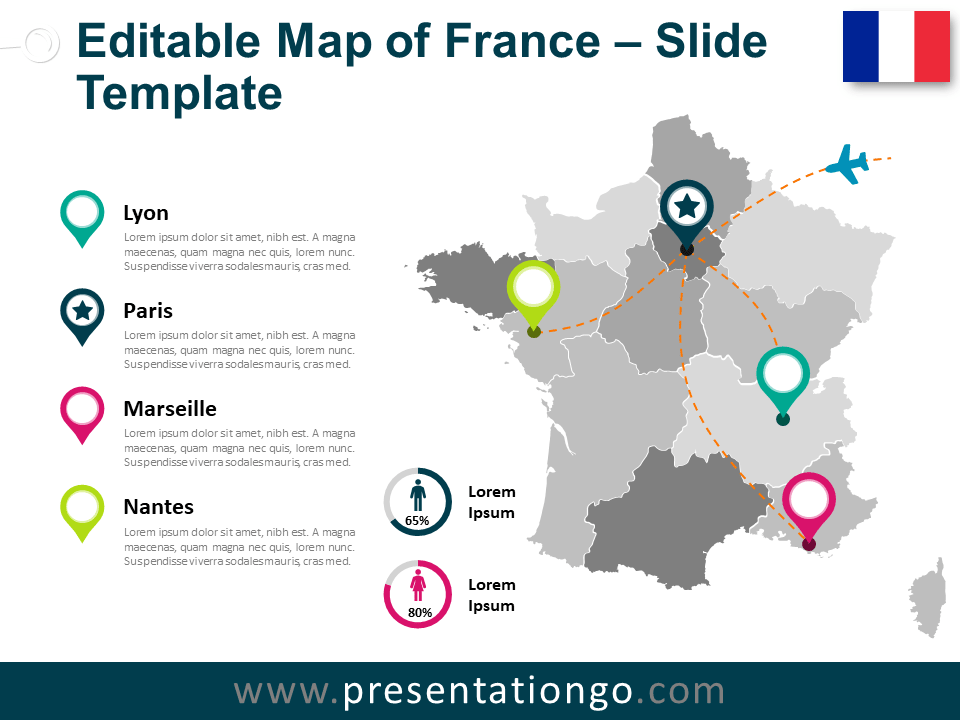 Free Map of France Slide Template