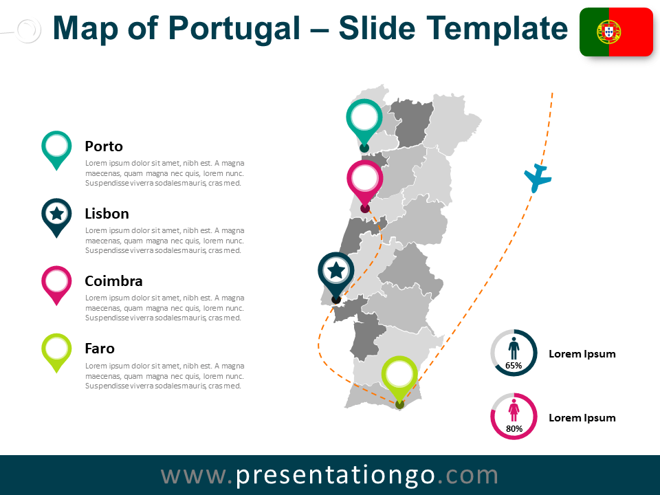 Free Map of Portugal for PowerPoint